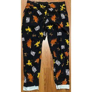 Disneys Lion King Pajama Pants Womans M 22" Slumber Party Pumbaa Timon AOP